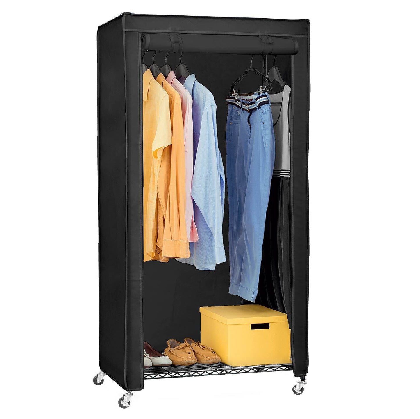 Schwerlast Kleiderschrank auf Rollen art moon Buffalo, Stoffkleiderschrank mit Schutzhülle, 75x45x150 cm, stabil und belastbar