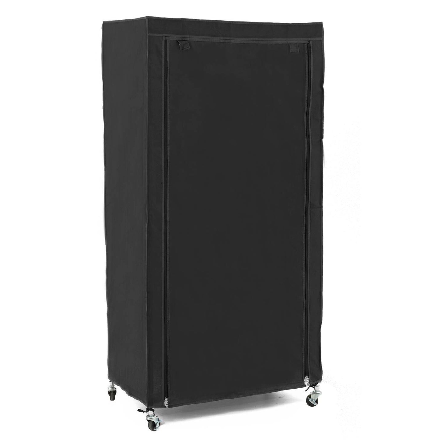 art moon Buffalo – Stoffkleiderschrank mit 2 Ablagen, Kleiderstange, Schutzhülle und Rollen, für 70 kg Last, Schwarz