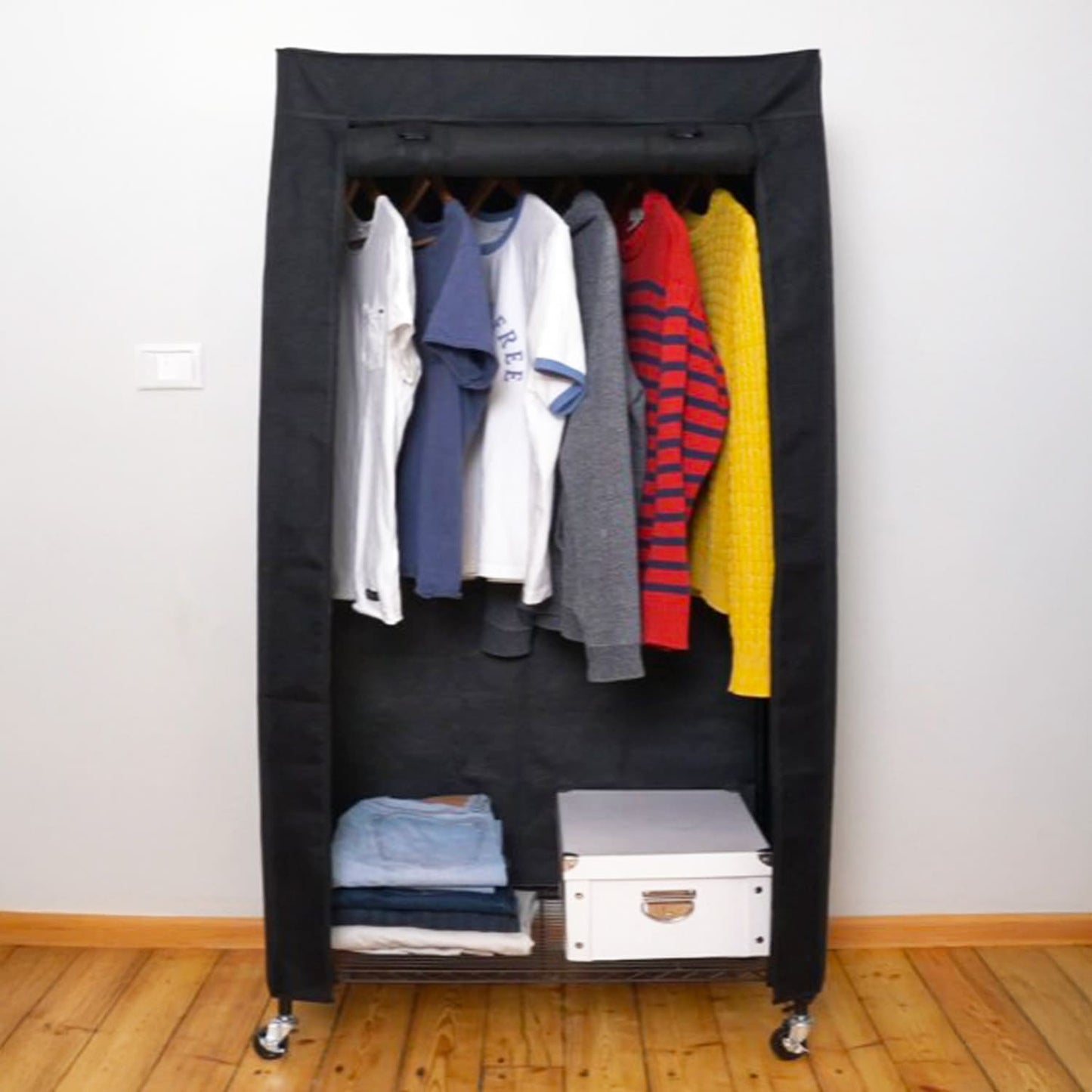 Schwerlast Faltschrank, Stoffkleiderschrank, Kleiderschrank auf Rollen, art moon Buffalo, Linen, 2