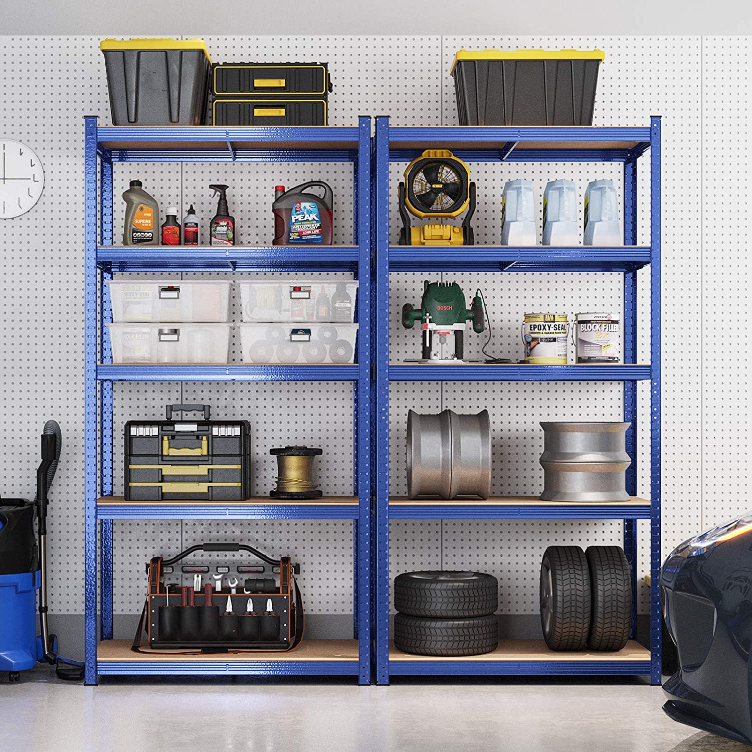 Schwerlastregal, 2er Set, Kellerregal, Lastenregal, 5 Ablagen, 40x90x180cm, bis 875kg, Standregal, Blau, Songmics, 4