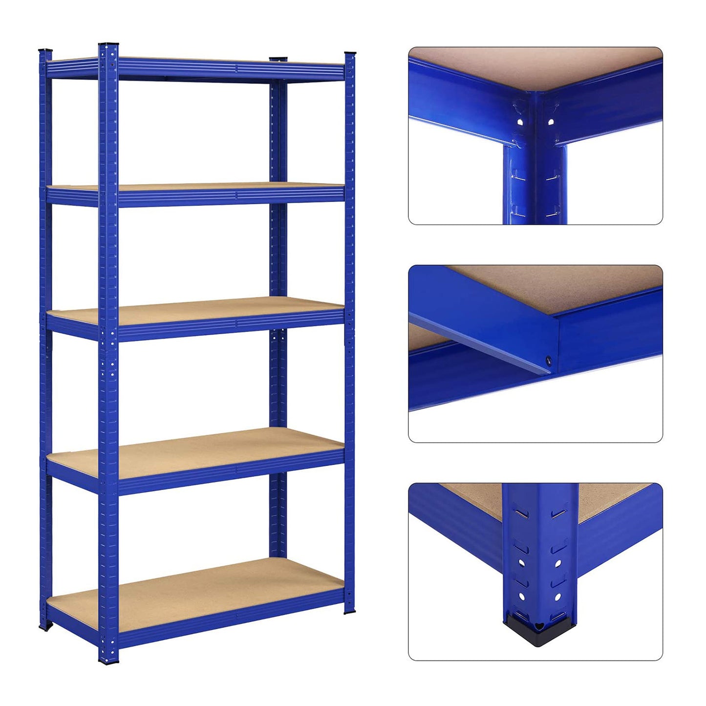 Schwerlastregal, 2er Set, Kellerregal, Lastenregal, 5 Ablagen, 40x90x180cm, bis 875kg, Standregal, Blau, Songmics, 6