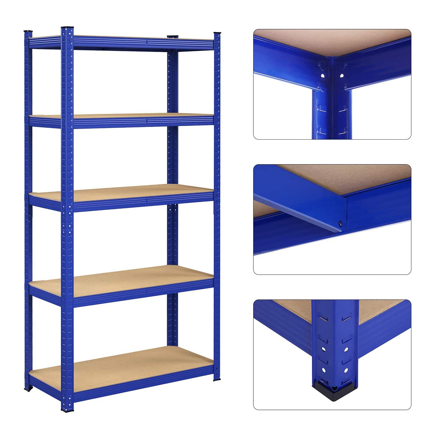 Schwerlastregal, 2er Set, Kellerregal, Lastenregal, 5 Ablagen, 40x90x180cm, bis 875kg, Standregal, Blau, Songmics, 6