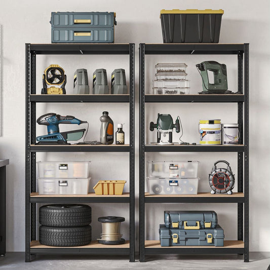 Schwerlastregal, 2er Set, Kellerregal, Lastenregal, 5 Ablagen, 40x90x180cm, bis 875kg, Standregal, Schwarz, Songmics, 2