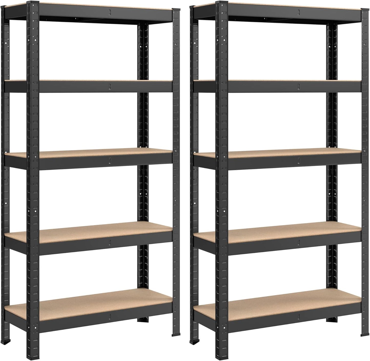 Schwerlastregal, 2er Set, Kellerregal, Lastenregal, 5 Ablagen, Regal Schmal, 30x75x150cm, bis 650 kg, Schwarz, Songmics, 1