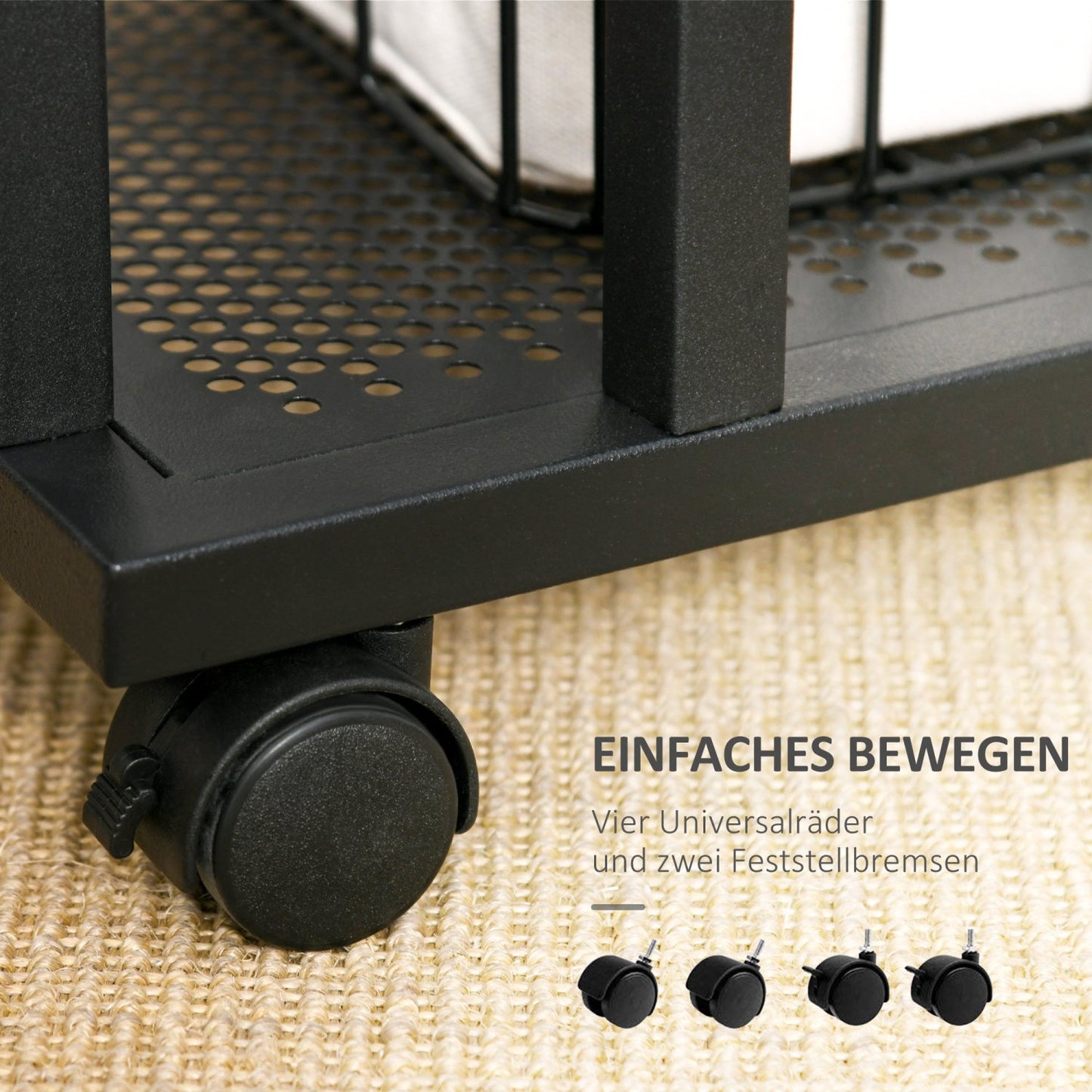 Sofatisch, Beistelltisch C-Form rollbar Rollwagen, Servierwagen, Nebentisch, Robust und Stabil, HOMCOM, 5
