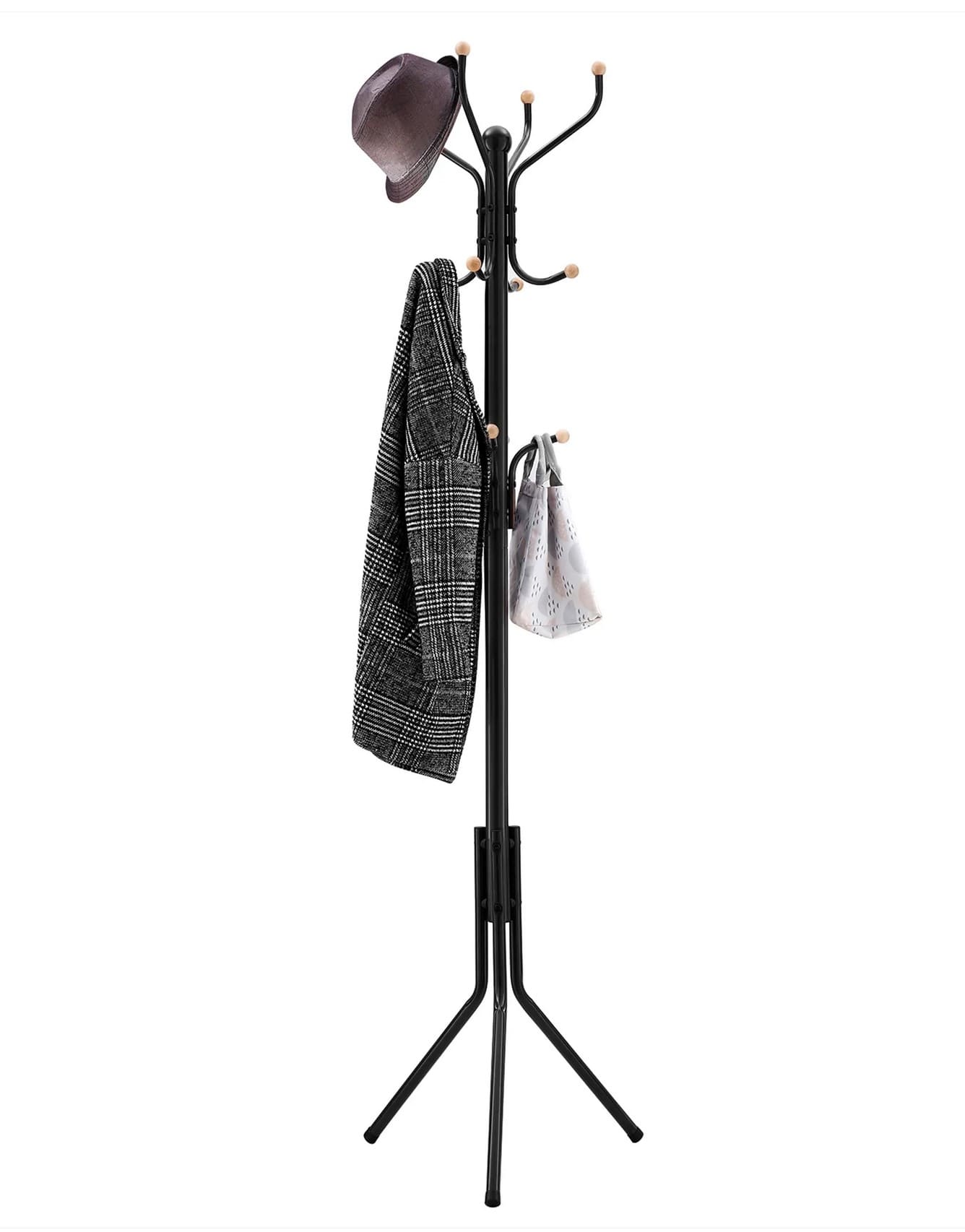 Garderobenständer, Garderobenständer Stabil, Höhe 182 cm, Garderobenständer Baum, Garderobe, Schwarz, Songmics, 1