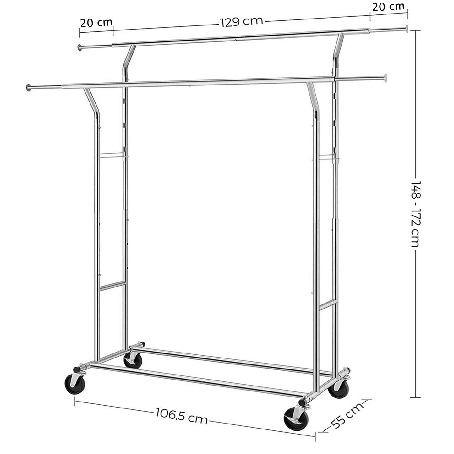 Kleiderständer, Kleiderständer mit 2 kleiderstange, Kleiderständer stabil, fahrbare kleiderstùnder, garderobenständer sttabil