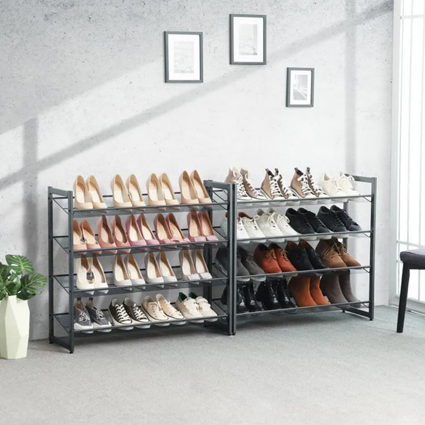 Schuhregal, mit 8 Ebenen, Schuhregal Schmal, für 40 Paar Schuhe, Verstellbaren, Songmics, 10