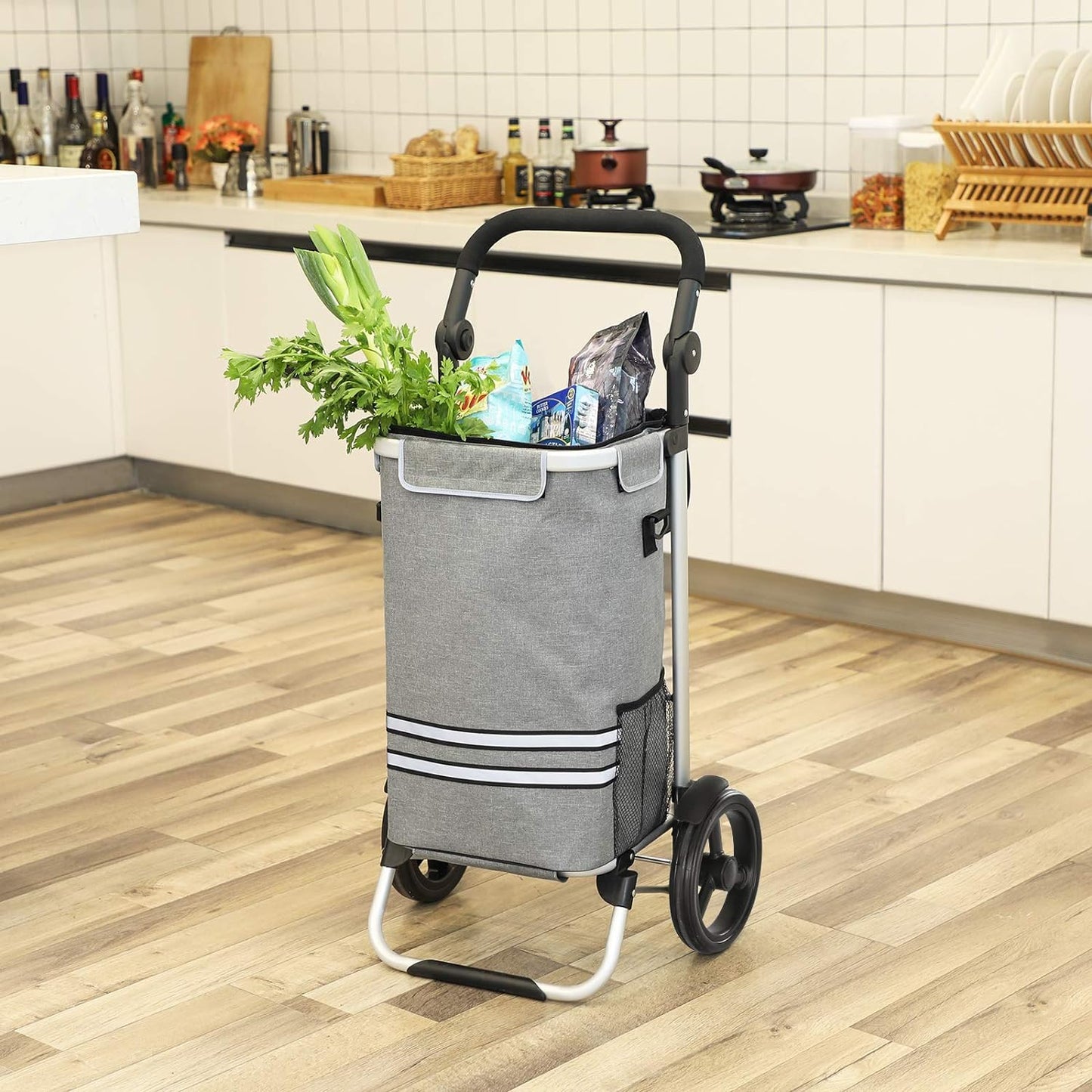 Einkaufstrolley Trolley Einkaufswagen mit Kuhlfach groß 35L Grau