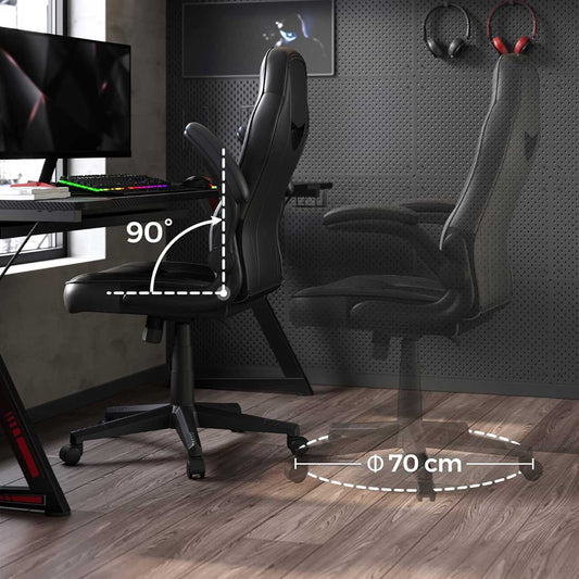 Bürostuhl, Ergonomischer bürostuhl, ergonomischer Schreibtischstuhl, Computerstuhl, höhenverstellbar, schwarz, SONGMICS