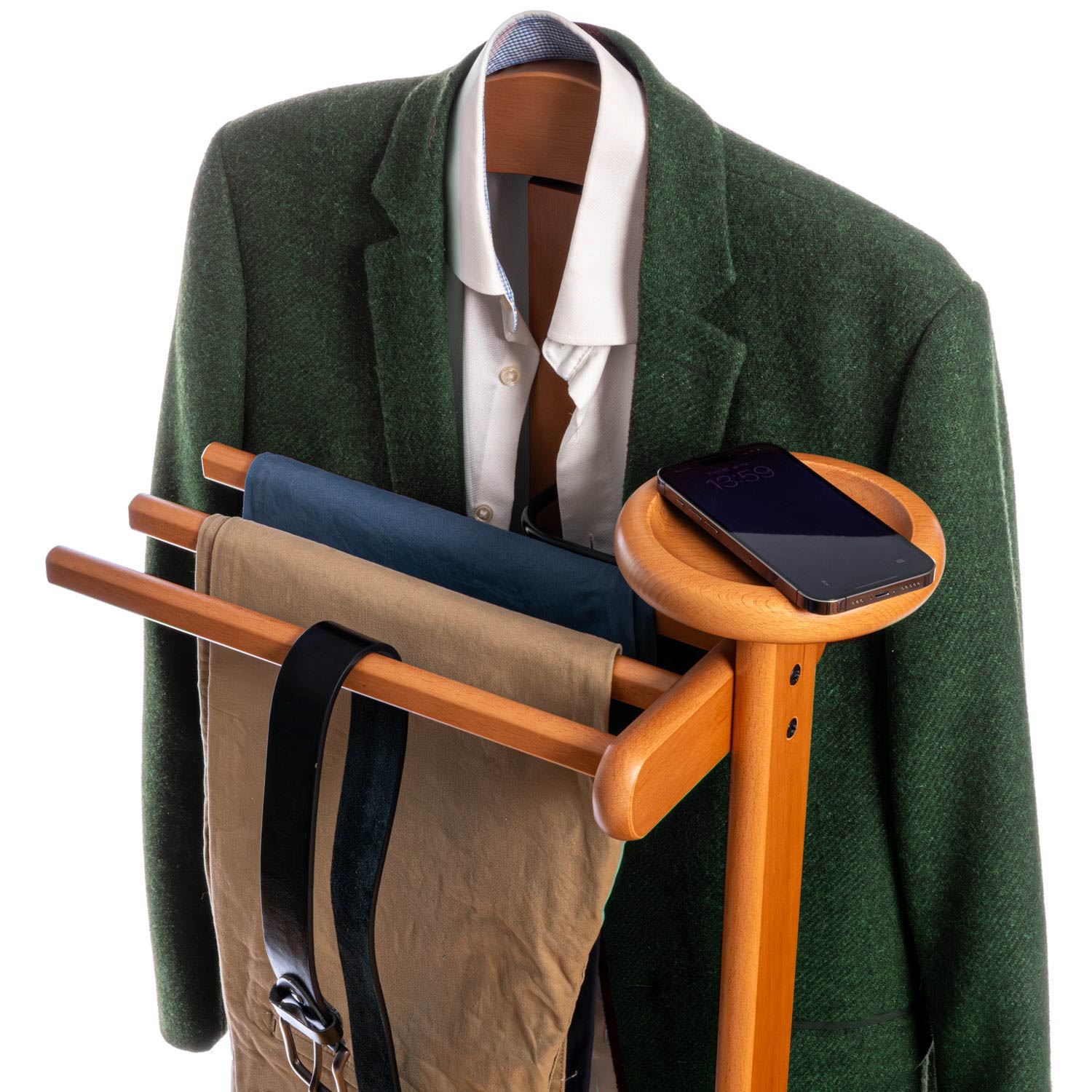 Stummer Diener, Herrendiener modern, Jackenständer, Rollgarderobe, Kleiderständer Holz, Tatkraft Lord, 11