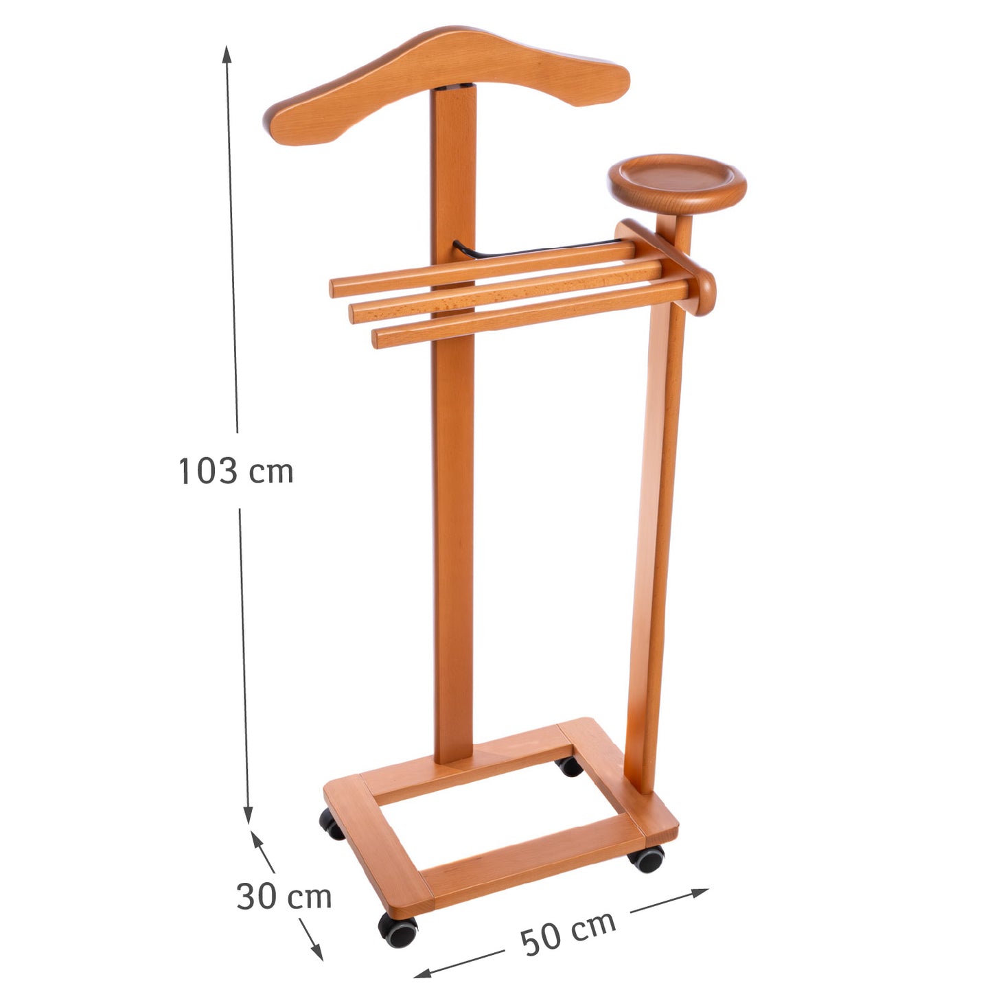 Stummer Diener, Herrendiener modern, Jackenständer, Rollgarderobe, Kleiderständer Holz, Tatkraft Lord, 14