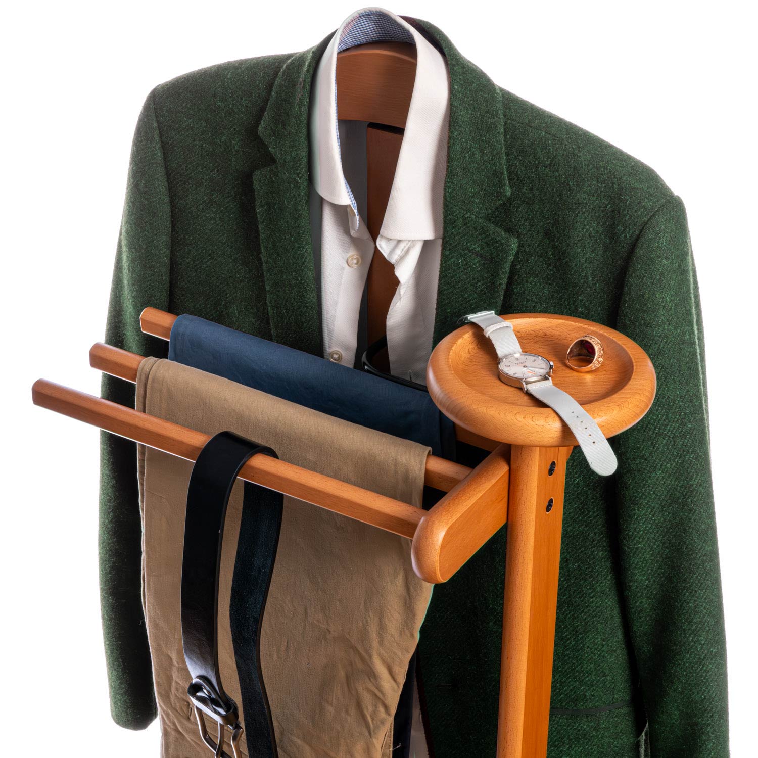 Stummer Diener, Herrendiener modern, Jackenständer, Rollgarderobe, Kleiderständer Holz, Tatkraft Lord, 2