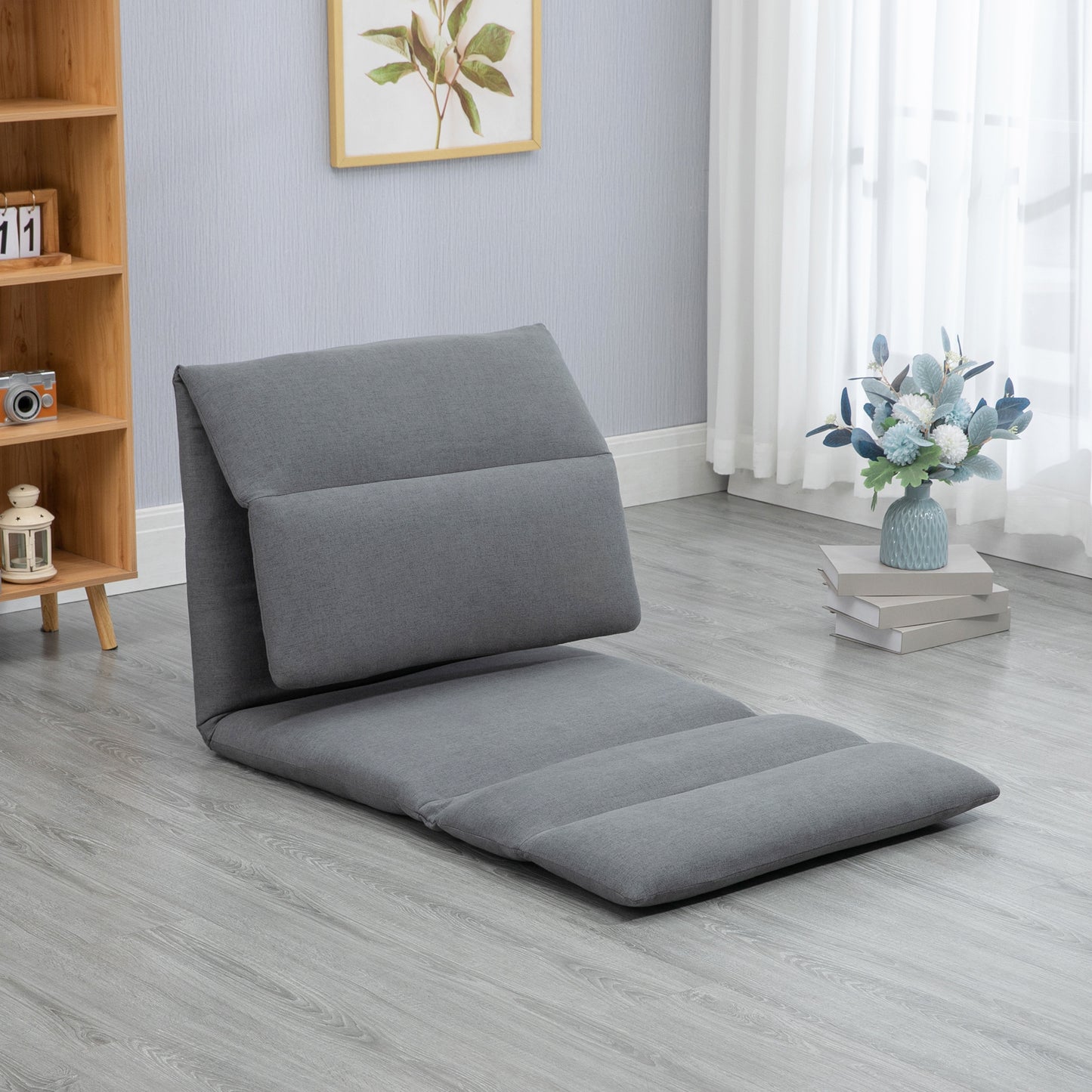 HOMCOM - Bodenstuhl Bodensofa Verstellbarer Relaxsessel Liegefunktion klappbar Dunkelgrau 72x71x60cm