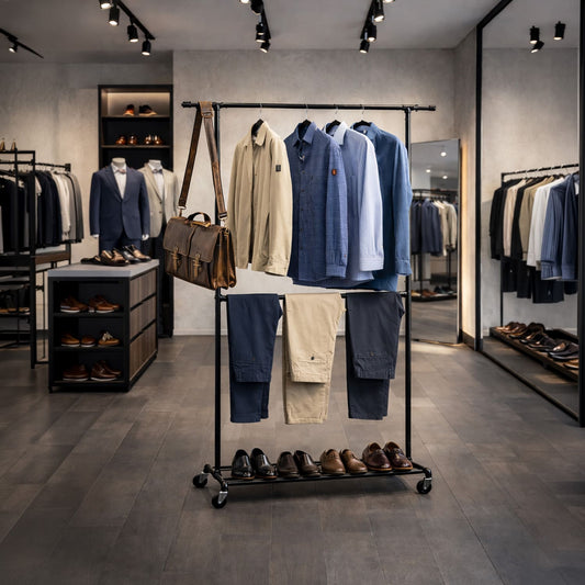 Kleiderständer, mit 2 Kleiderstangen, Kleiderständer Stabil, Kleiderständer Metall, Garderobenständer, Tatkraft Drago, kleiderständer kaufen