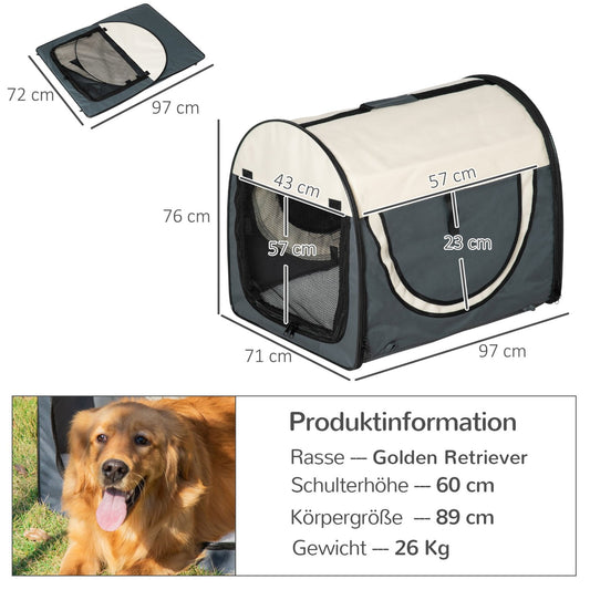 Transportbox Hund, Hundebox faltbar, Hundebox, Hundetransportbox, Haustierrucksack mit Kissen, wasserdicht, PawHut, 2