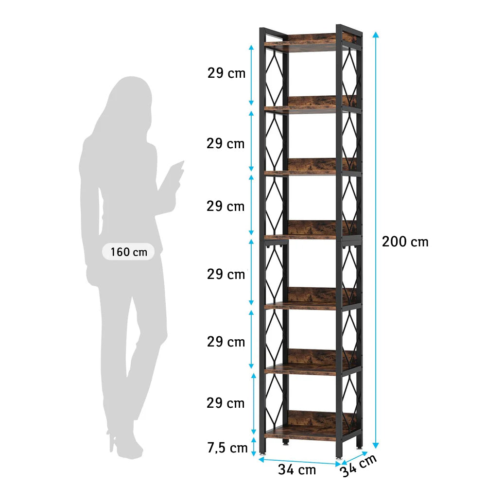 Tribesigns - Eckregal mit 7 Ebenen, 200cm hohes Bücherregal Lagerregal Regal für kleine Räume Standregal, multifunktionaler Eck-Organizer für Zuhause