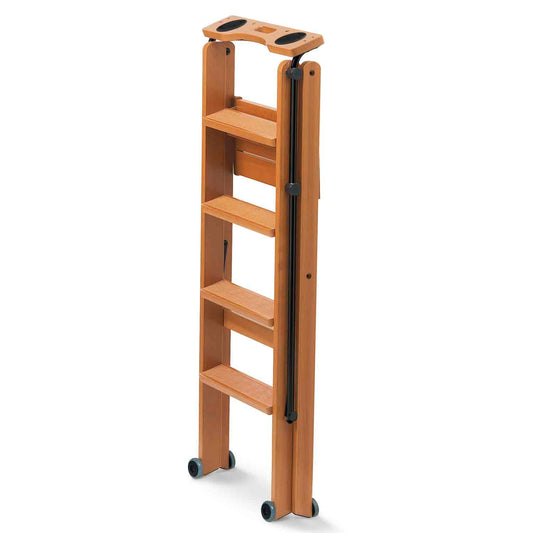 Trittleiter, Holzleiter, 4 Stufen Trittleiter Holz, Rutschfeste Stufen, TUSCANIA 4, 1