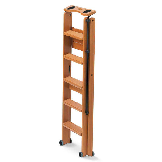 Trittleiter, Holzleiter, 5 Stufen Trittleiter Holz, Rutschfeste Stufen, TUSCANIA, 2