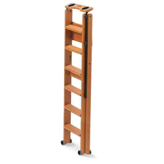 Trittleiter, Holzleiter, 6 Stufen Trittleiter Holz, Rutschfeste Stufen, TUSCANIA 6, 1