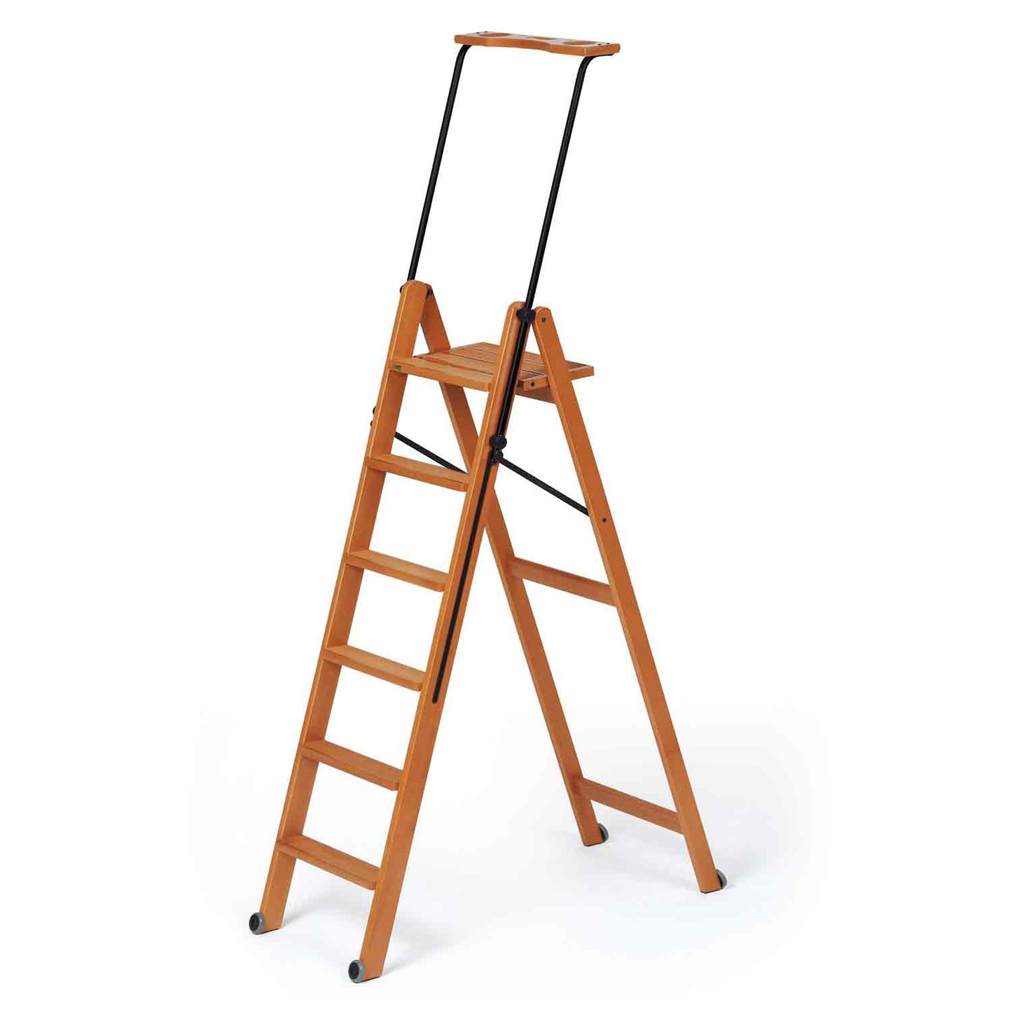 Trittleiter, Holzleiter, 6 Stufen Trittleiter Holz, Rutschfeste Stufen, TUSCANIA 6, 5