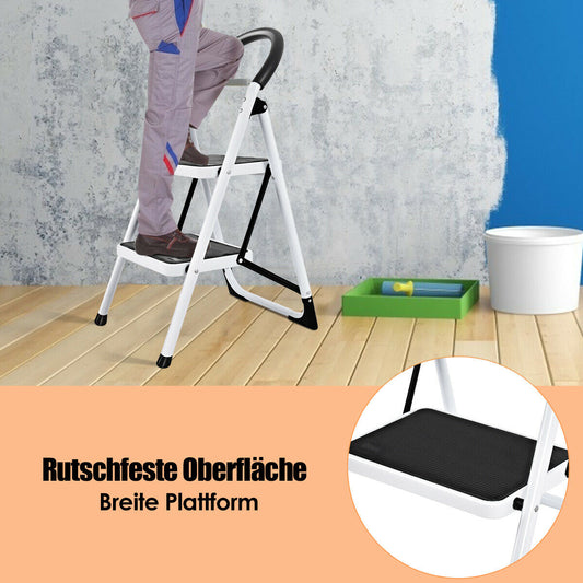 Trittleiter, Trittleiter 2 Stufen, Klapptritt Haushaltsleiter Trittleiter Stehleiter Stufenleiter 2 Stufen 150KG, Castway
