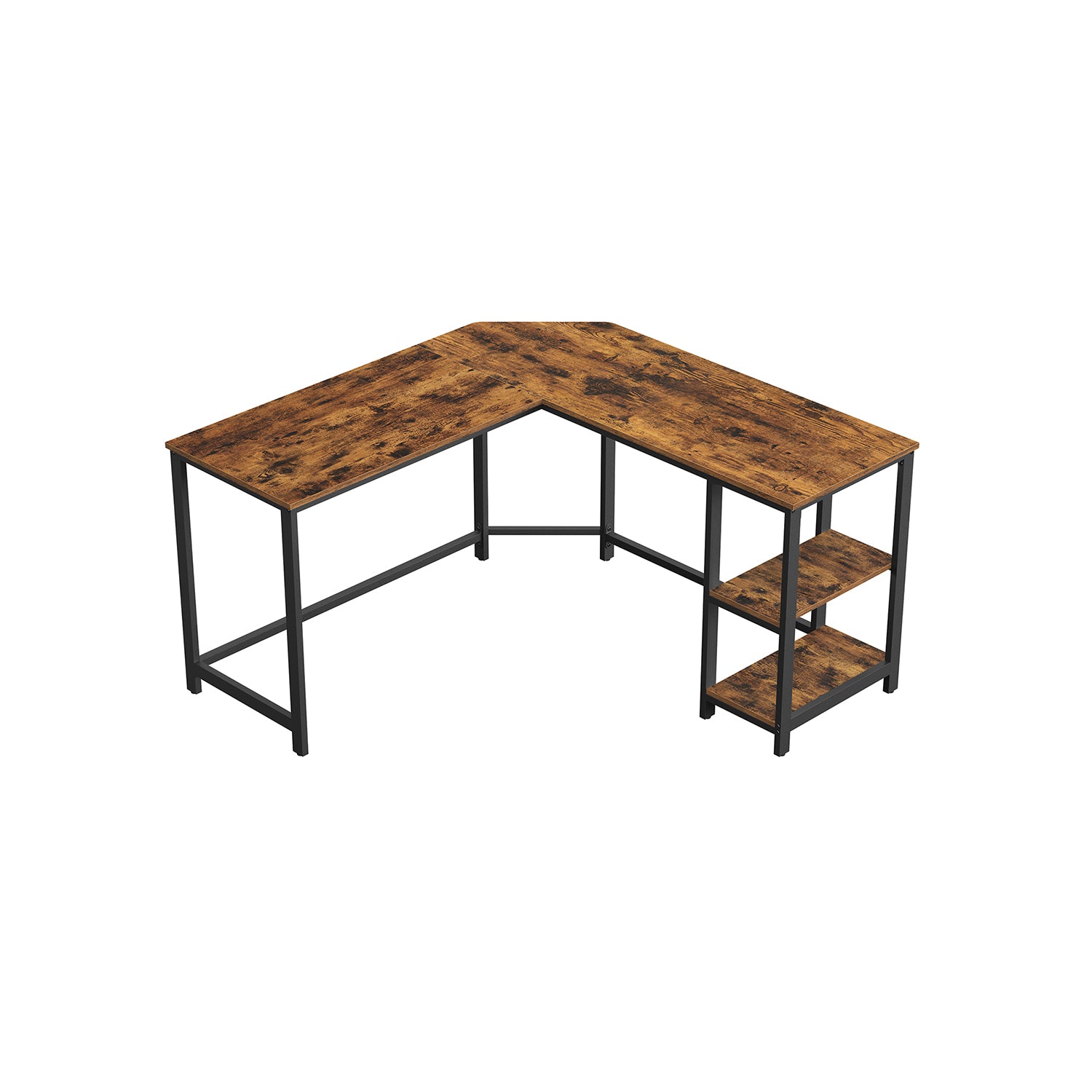Eckschreibtisch, Schreibtisch L form, Computertisch, 138x138x76 cm, mit 2 Ablagen, vintagebraun, Vasagle, 1
