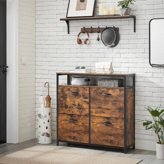 Schuhschrank, Schuhregal, mit 4 Klappen Schuhablage, Schuhkipper, Schuhkommode, im Flur, für 12-20 Paar Schuhe, VASAGLE, 5