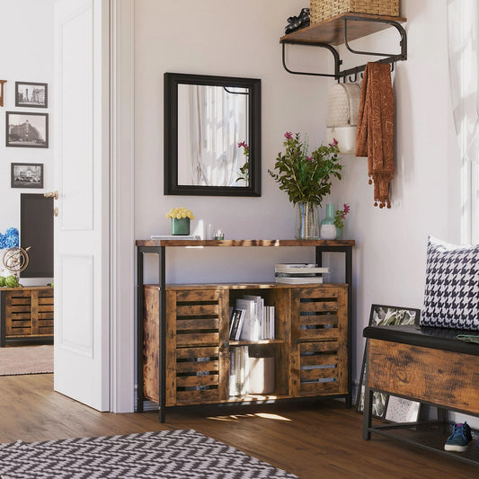 Sideboard, Beistellschrank, Küchen Sideboard, Küchenschrank, Flurschrank, Kommode mit Lamellentüren, Vasagle, 3