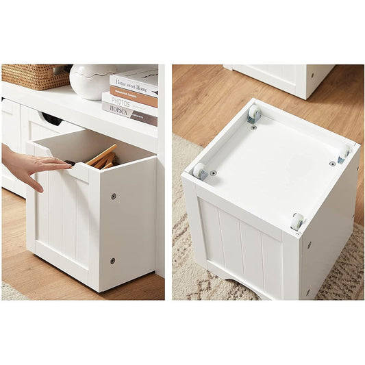 Kinderregal, Spielzeugaufbewahrung für Kinder, Aufbewahrungsschrank, Aufbewahrungsbox mit Rollen, weiß