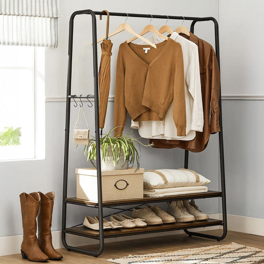 Schwerlast Kleiderständer, Garderobenständer, bis 170 kg, Garderobe, mit 2 Ablagen, Industrie-Design, Vasagle, new