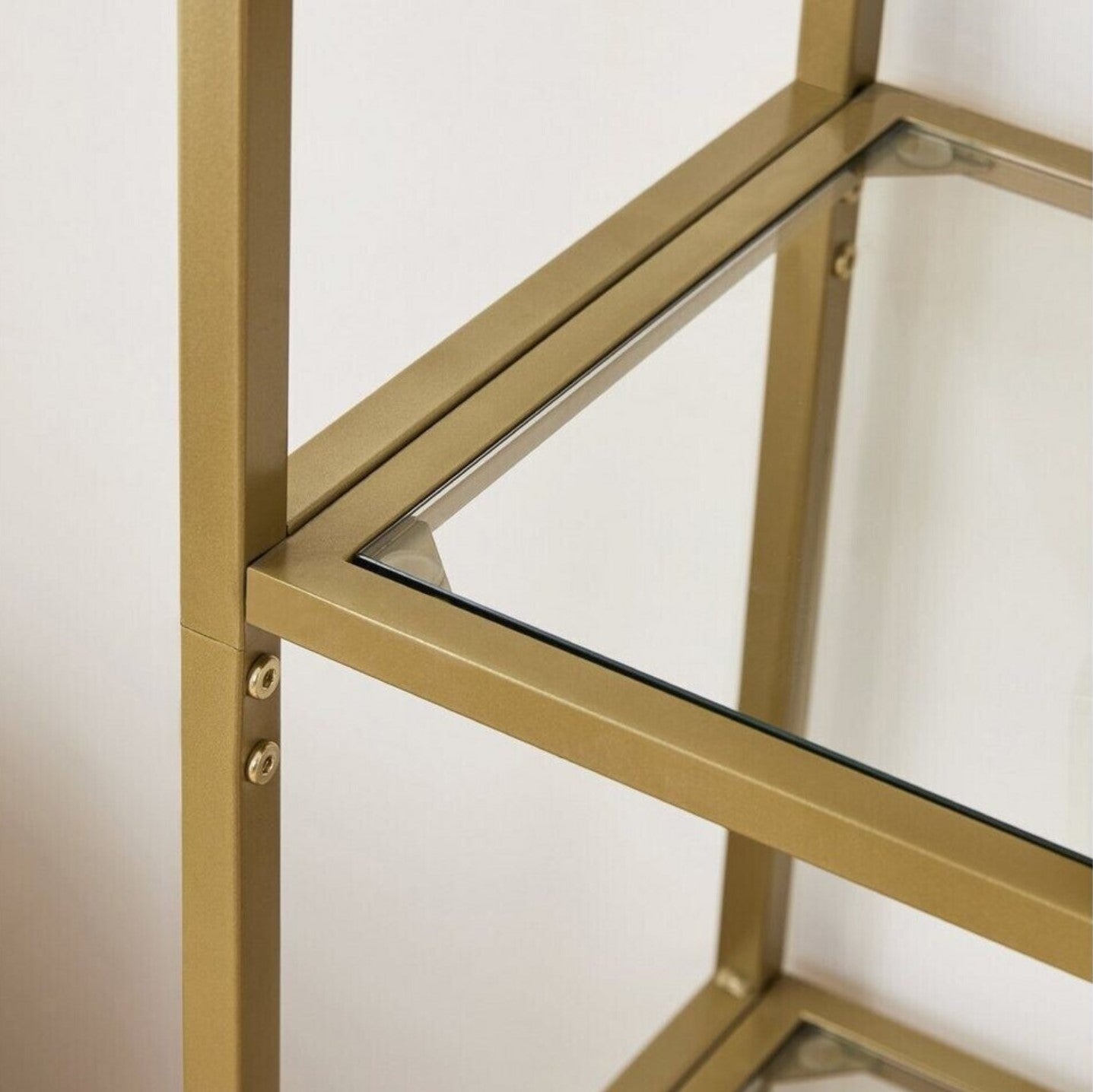 Bücherregal, Bücherregal mit 5 Ebenen, Bücherregal Gold, aus Hartglas, Standregal, Goldfarben, Vasagle, 5