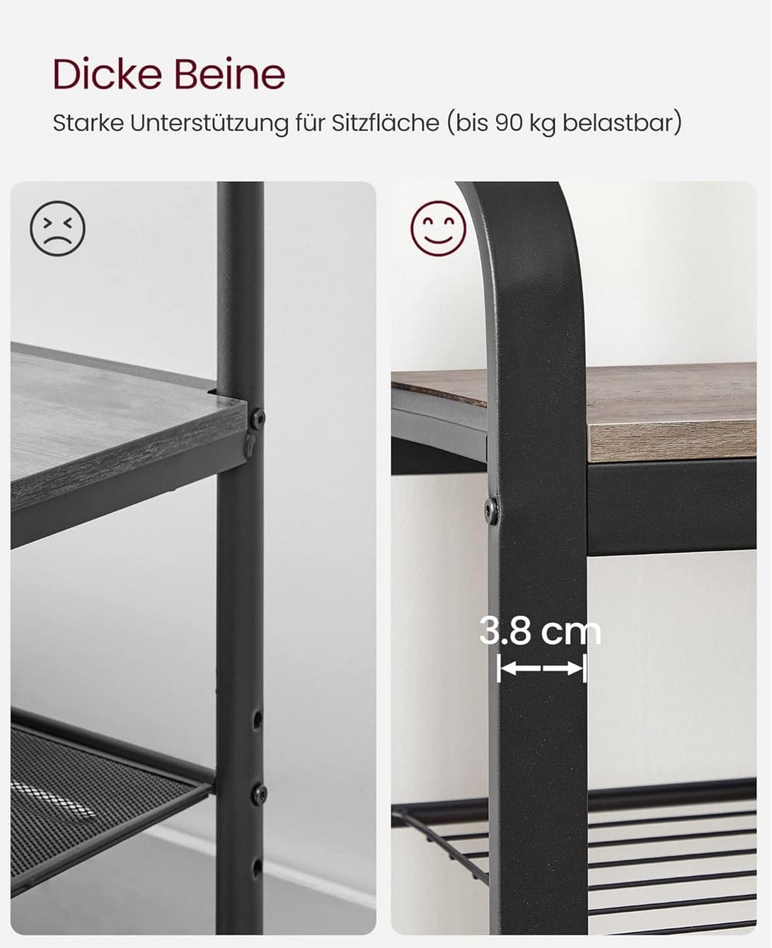 Garderobe, Flurgarderobe, Flurgarderobe mit Sitzbank, Flurgarderobe Schmal,  Schuhregal mit Sitzfläche, 2 Ablagen, Vasagle, 8