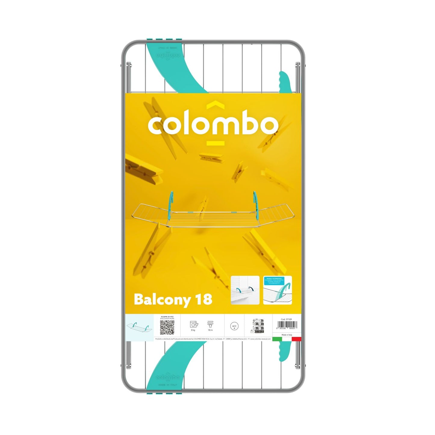 Wäscheständer Platzsparend, Wäscheständer Balkon, Flügelwäschetrockner, Colombo BALCONY 18, 5