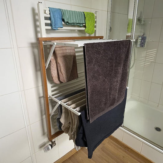 Wäscheständer Platzsparend, Wäscheständer für Heizkörper, Klappbar, ARIT KLAUS, Buchenholz, f