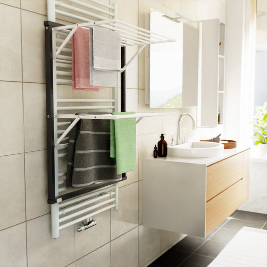 Wäscheständer Platzsparend, Wäscheständer für Heizkörper, mit 10 m Trockenlänge, Schwarz, ARIT KLAUS, 1