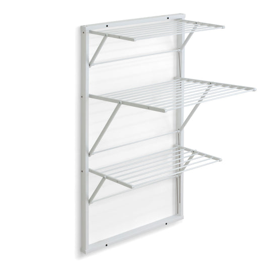 Wäscheständer wand, Trockengestell für die Wand KARIM, 15 Meter Wäscheleine, einfach an der Wand zu befestigen, Weiß, 1