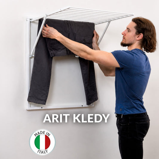 Wäscheständer wand, Wandwäschetrockner, Trockengestell für die Wand KLEDY, 6,5 Meter Wäscheleine, Weiß, ARIT KLEDY, Wäscheständer kaufen