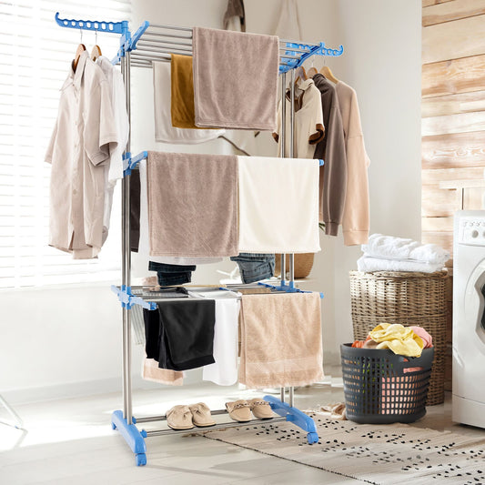 Wäscheständer Turm, mt Rollen, Wäscheständer Platzsparend, Wäscheständer Klappbar, 4-stufiger Wäscheständer, Costway