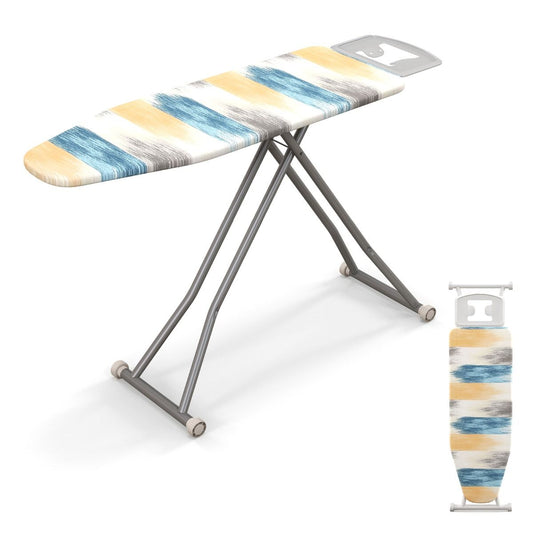 Bügelbrett, mit Eisenablage & 7 Verstellbarer Höhe, bügelbrett klappbar, Bügeltisch, mit Bügelbrettbezug, Blau, gelb, Costway, 2