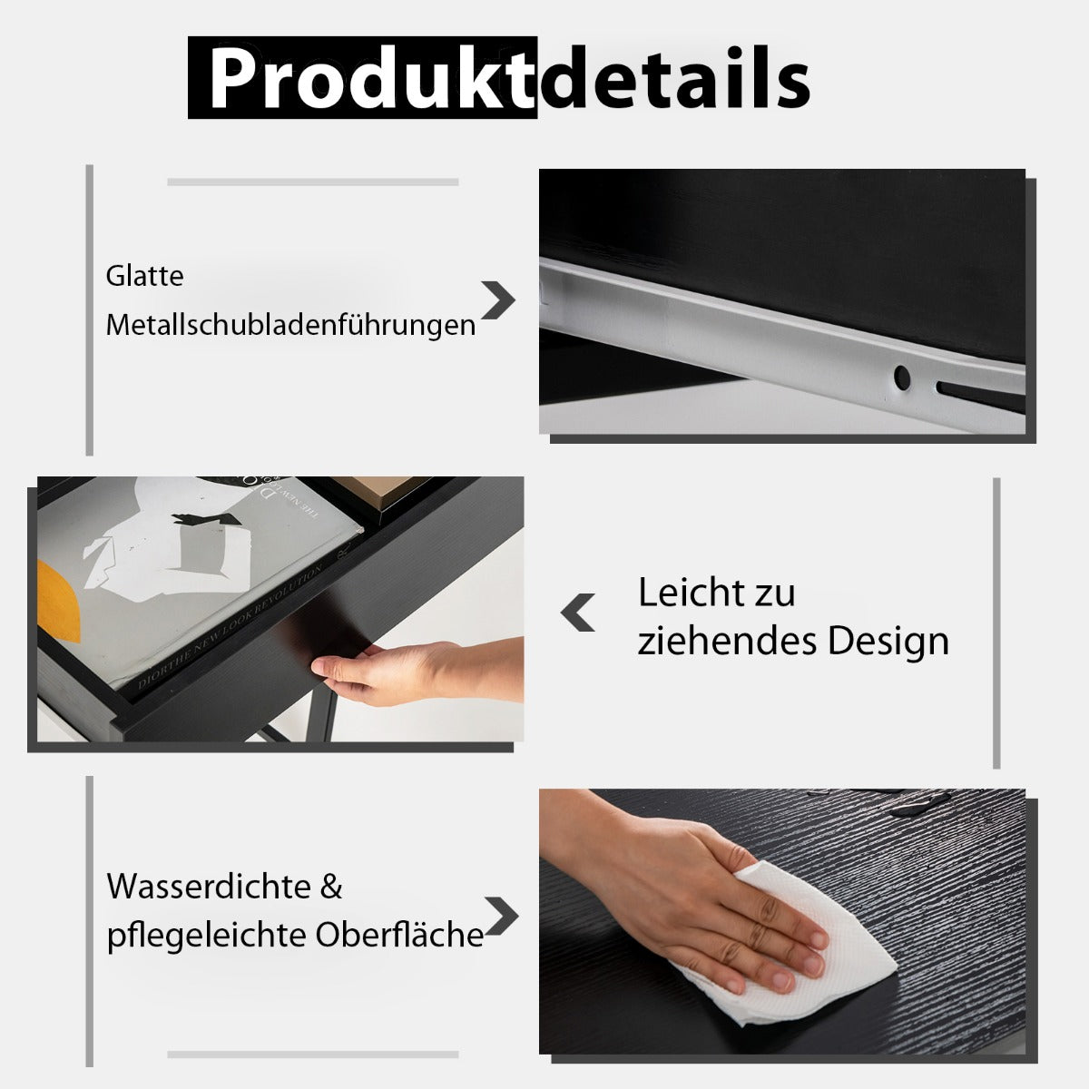 Costway - Schreibtisch Computertisch Bürotisch PC Tisch Arbeitstisch mit 2 Schubladen Schwarz