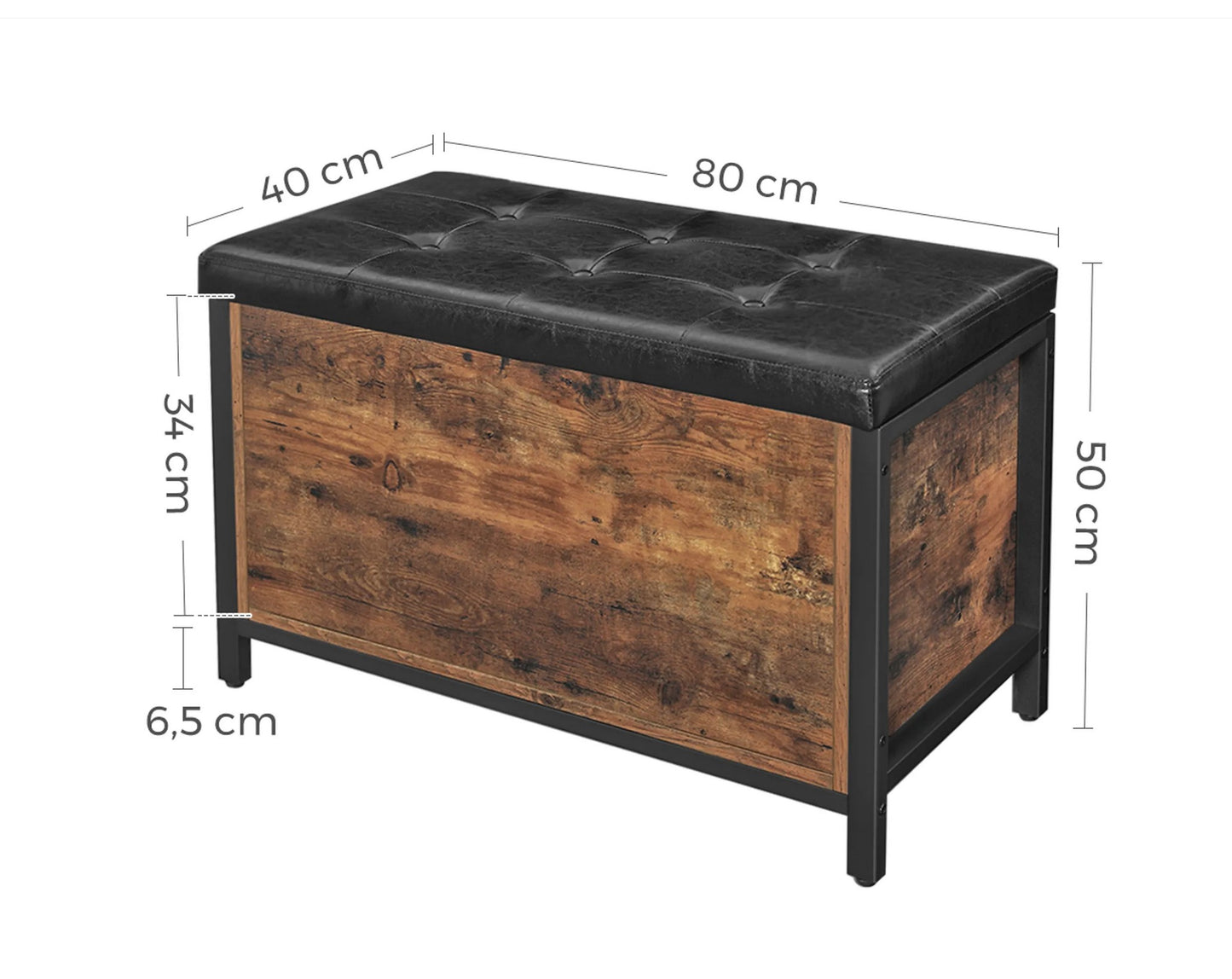 Sitzbank mit Stauraum, gepolsterte Truhe, Betttruhe, Flur, Schlafzimmer, Wohnzimmer, Metall, Industrie-Design, Vasagle, 10
