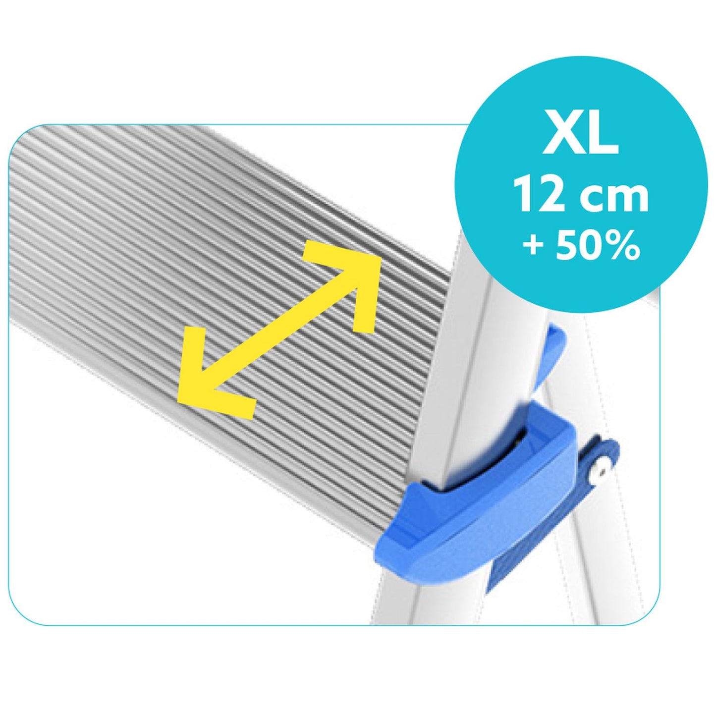 Trittleiter 7 Stufen, Klappleiter Alu, Extragroßer Stufe 12cm, Stufenleiter, mit Ablageschale, Max. Belastbar 150kg, Aluminium, Colombo ATLANTICA - Trittleiter 7 Stufen, 2
