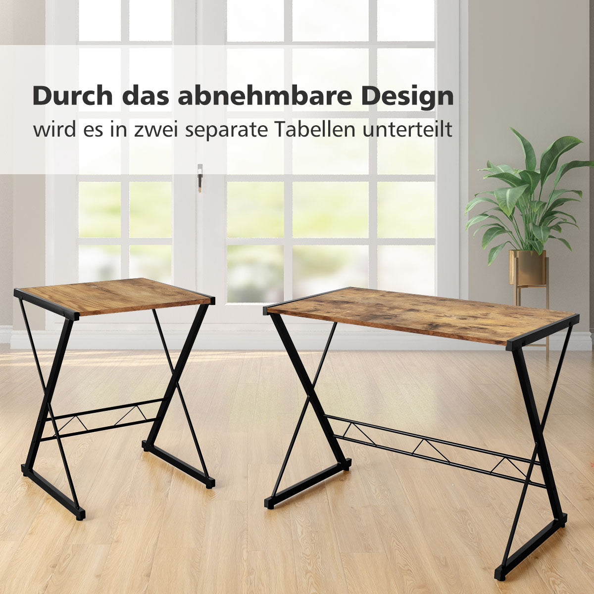 Costway - Eckschreibtisch L-Förmiger Computertisch aus Holz 147 x 112 x 79 cm Braun