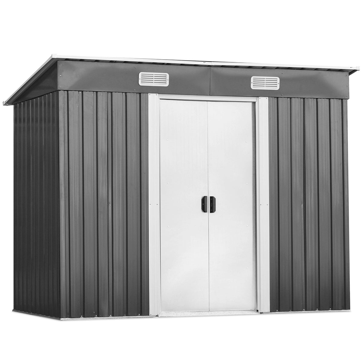 Geräteschuppen, Gartenschrank Wetterfest, Gerätehaus metall, mit 2 Schiebetüren, Outdoor Schrank, Costway, 4