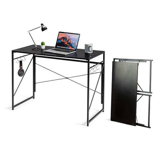 Costway - Klappbarer Computertisch Arbeitstisch mit Metallrahmen Laptop-Tisch bis 115 kg belastbar 100 x 50 x 75 cm Schwarz