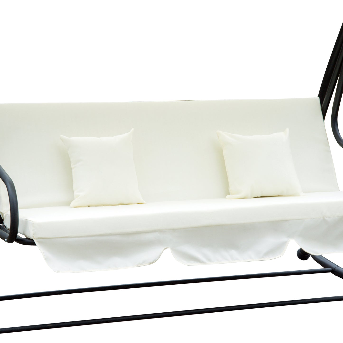 Outsunny - Schaukelstuhl 3-Sitzer Hollywoodschaukel mit Sitz- und Rückenlehnen, Tablett, verstellbarer Dachwinkel, Creme