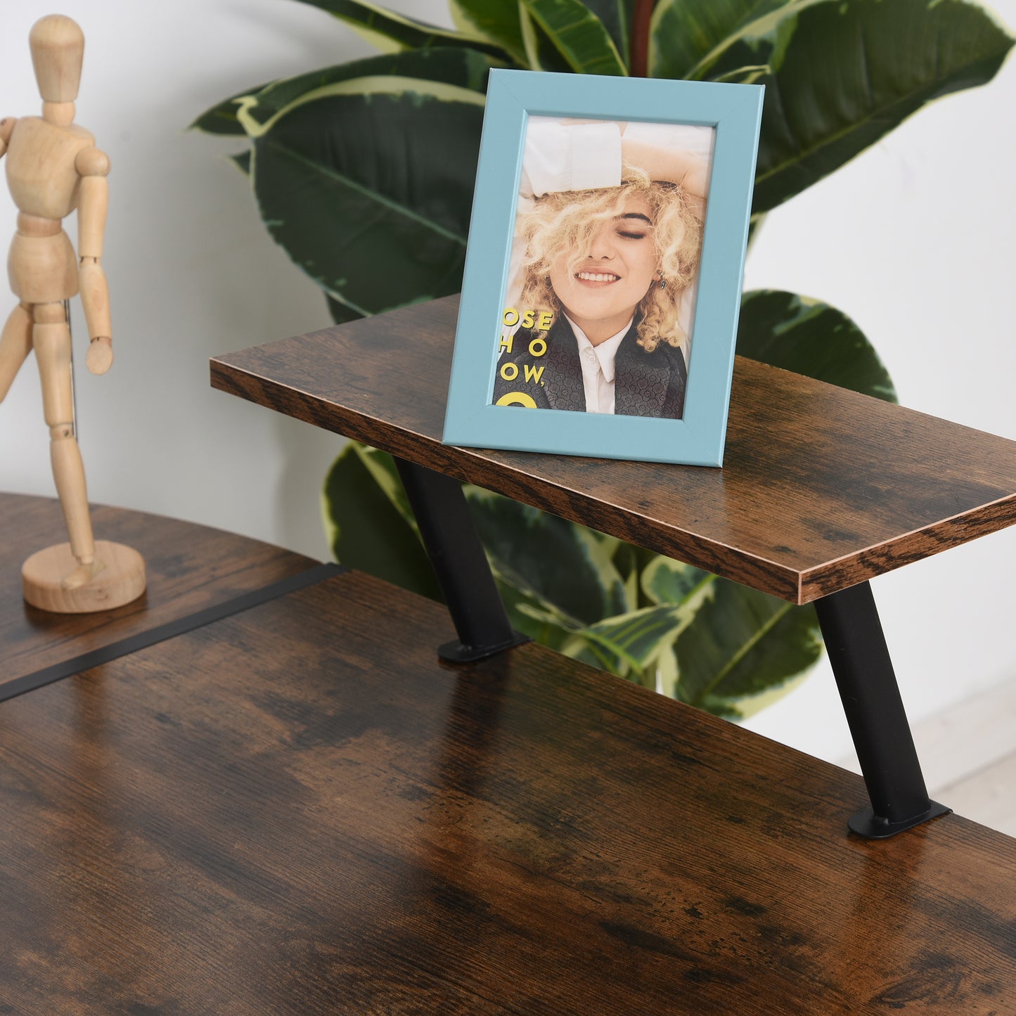 HOMCOM - Computertisch Eckschreibtisch im Vintage-Stil, Spanplatte+Metall, Vintagebraun-Schwarz, 155x115x91,5cm