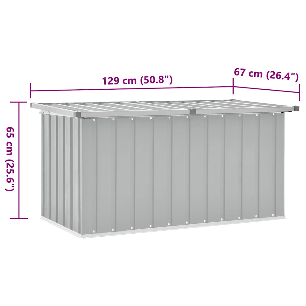 Gartenbox Metall, Gartenbox xxl, 129x67x65 cm, Aufbewahrungsbox garten, Werkzeugkasten, Verzinktem Stahl, Grau, vidaXL, 7