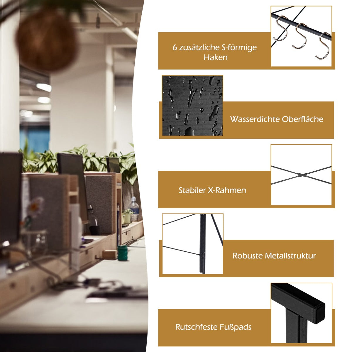 Costway - Klappbarer Computertisch Arbeitstisch mit Metallrahmen Laptop-Tisch bis 115 kg belastbar 100 x 50 x 75 cm Schwarz